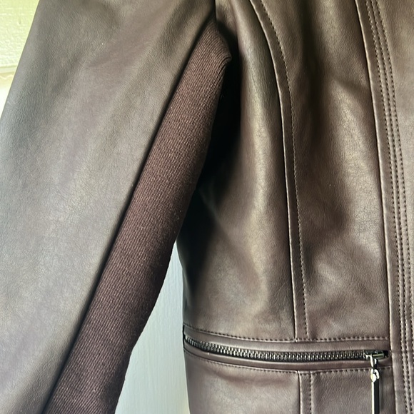 NWOT Mo-Ka by Santa Fe Brown Faux Leather Jacket Full Zip - Women’s M - Picture 5 of 17